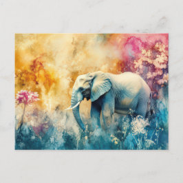 Aquarell Illustration eines Elefanten im Dschungel Postkarte
