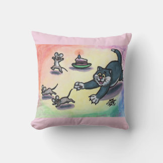 Aquarell-Illustration Katze Cartoon-Torte Maus Kissen