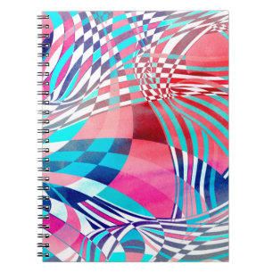 Aquarell-Illustration mit grafischen linearen Well Notizblock