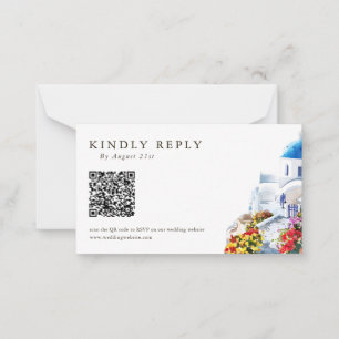 Aquarell-Illustration QR-Code Hochzeits-Antwortkar Mitteilungskarte
