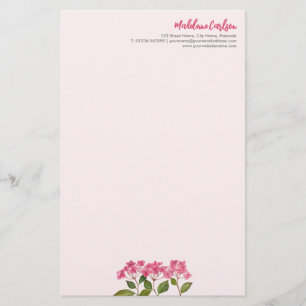 Aquarell-Illustration rosa Hortensien-Lacecaps Briefpapier