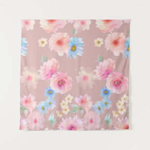 Aquarell-Illustration von Blumen. Große Sammlung A Wandteppich