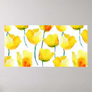 Aquarell-Illustration von Tulpen. Nahtloses Muster Poster