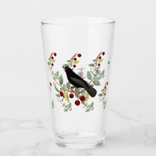 Aquarell-Illustrierte Amsel Designed Glas