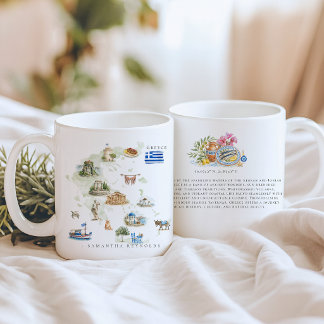 Aquarell-Illustrierte Karte Griechenland | Monogra Kaffeetasse