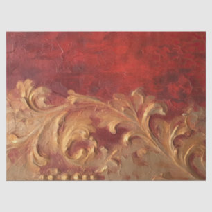 Aquarell Imitate Gold Barockschmuck Tiefrot Seidenpapier