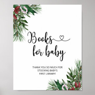 Aquarell Immergrün-Blumenbücher für Baby Poster