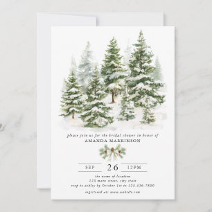 Aquarell Immergrün Winter Engagement Party Einladung