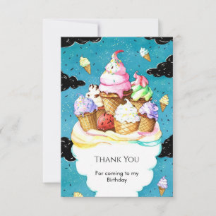 Aquarell Individuelle Magische Eiscreme Geburtstag Dankeskarte