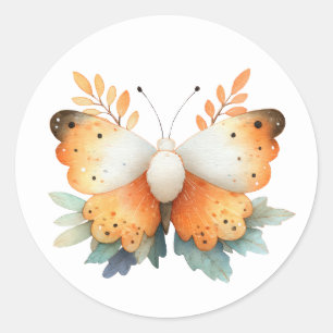 Aquarell Insekt Eleganter Herbst Schmetterling Runder Aufkleber