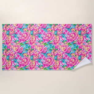 Aquarell Inspiriert Rosa Blauer Blauer Strandtuch