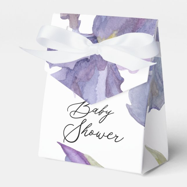 Aquarell Iris Bloral Spring Garden Baby Dusche Geschenkschachtel (Vorderseite)