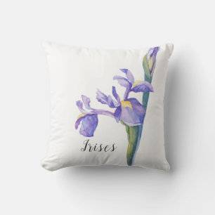 Aquarell-Iris-Blumen Kissen