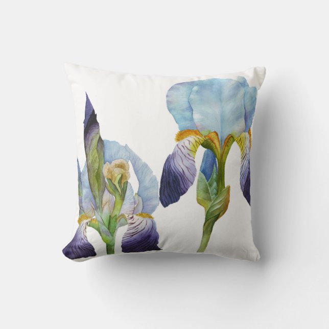 Aquarell-Iris Kissen (Vorderseite)