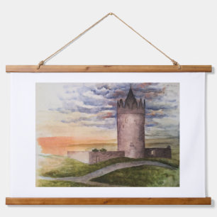 Aquarell Irisches Schloss in Doolin County Clare Wandteppich Mit Holzrahmen