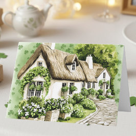Aquarell-Irish-Cottage-St.-Patrick's-Day-Grußkarte Karte