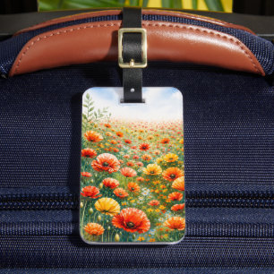Aquarell Islandmohn Wiese Gepäckanhänger