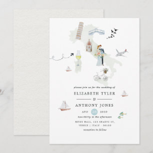 Aquarell Italienische Hochzeit am Traumziel Einladung