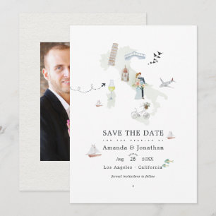 Aquarell Italienische Hochzeitsfotos am Zielort Save The Date
