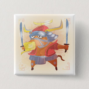 Aquarell Jahr des Ochsen, Samurai Button