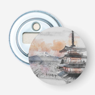 Aquarell Japanische Pagode & Mt Fuji Flaschenöffne Flaschenöffner