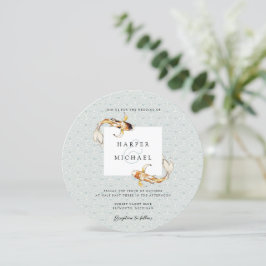 Aquarell Japanischer Koi Fisch Hochzeit Einladung
