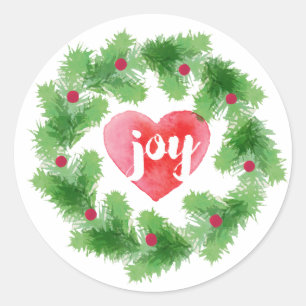 Aquarell Join Pine Wreath Holiday Sticker
