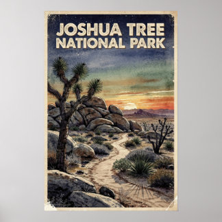 Aquarell Joshua Tree National Park Retro Poster