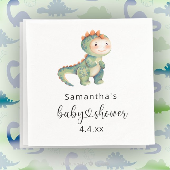 Aquarell-Junge-Dinosaurier-Baby-Party Serviette (Von Creator hochgeladen)