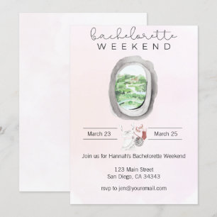 Aquarell-Junggesellinnen-Wochenende Einladung