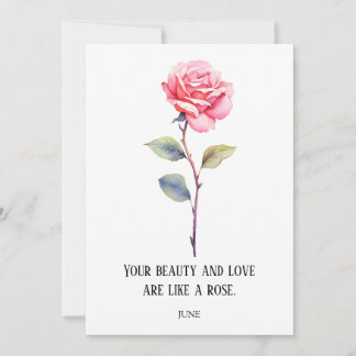 AQUARELL-JUNI-ROSE GEBURTSBLUME DANKESKARTE