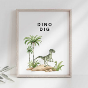 Aquarell Jurassic Dinosaur Dino Grab Schild