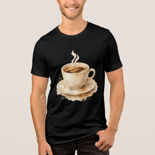 Aquarell-Kaffeetasse Tri-Blend Shirt (Vorderseite)
