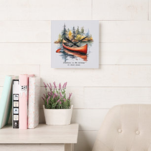 Aquarell-Kajak auf dem See Orange Zweifarbig Quadratische Wanduhr