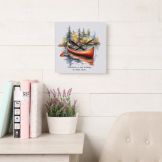 Aquarell-Kajak auf dem See Orange Zweifarbig Quadratische Wanduhr