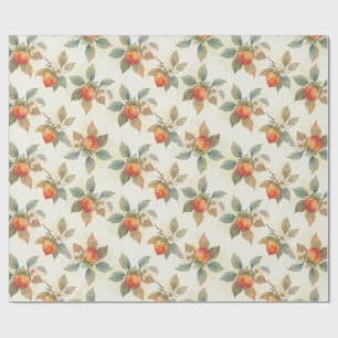Aquarell-Kaki-Frucht und -Blumen Geschenkpapier