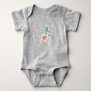 Aquarell-Kakteen blühen Baby Strampler