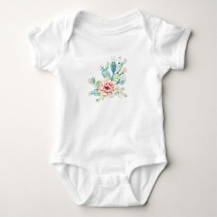 Aquarell-Kakteen blühen Baby Strampler