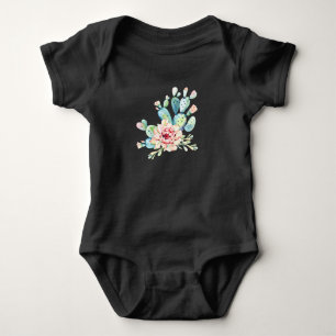 Aquarell-Kakteen blühen Baby Strampler