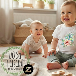 Aquarell-Kakteen blühen Baby T-shirt