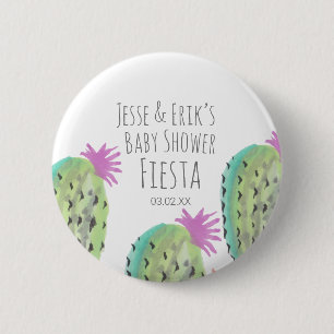 Aquarell-Kakteenpflanzen handgemalt Baby Shower Button