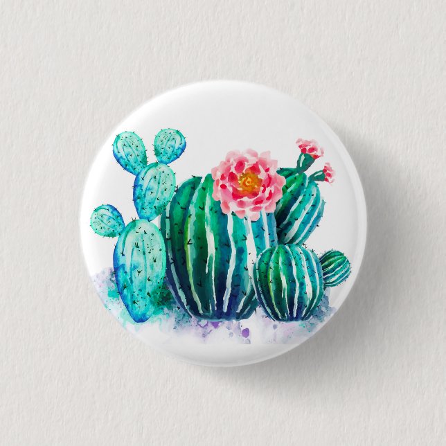 Aquarell Kaktus Button (Vorderseite)