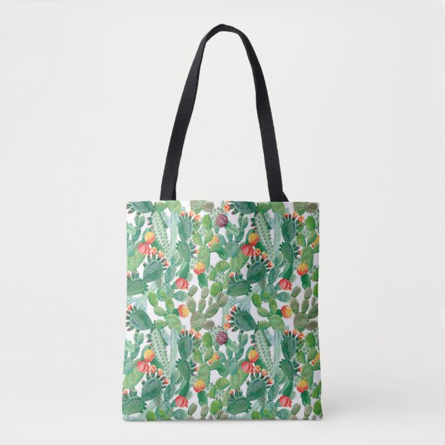 Aquarell-Kaktus-Muster Tasche (Vorderseite)