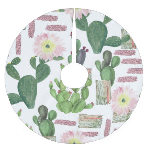 Aquarell-Kaktus-Nahtloses Malerei-Muster Polyester Weihnachtsbaumdecke