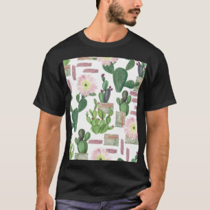 Aquarell-Kaktus-Nahtloses Malerei-Muster T-Shirt