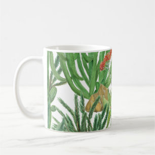 Aquarell-Kaktus: Nahtloses Muster Malerei Kaffeetasse