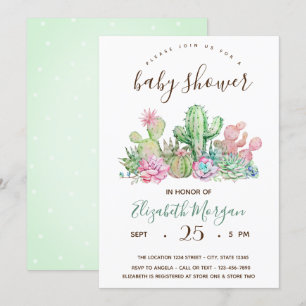 Aquarell-Kaktus-Polka-Dots-Baby-Party Einladung