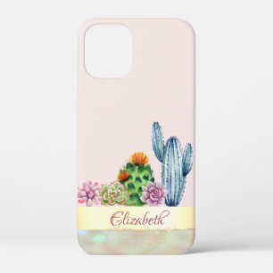 Aquarell Kaktus, Sukkulente Rosa Streifen Case-Mate iPhone Hülle