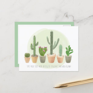 Aquarell Kaktus Süße Topfpflanzen Notiz Postkarte