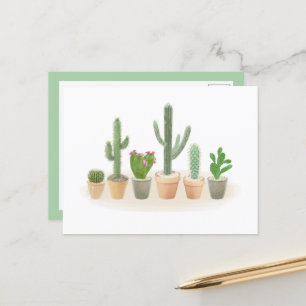 Aquarell-Kaktus-Übertopf Süße Kaktus-Reihe Notiz Postkarte